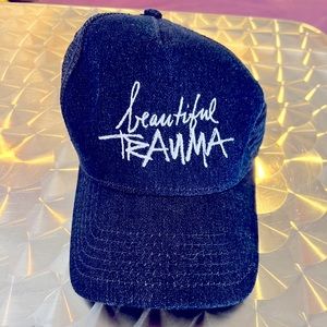 P!nk (Pink) trucker hat from Beautiful Trauma tour. Navy in color,